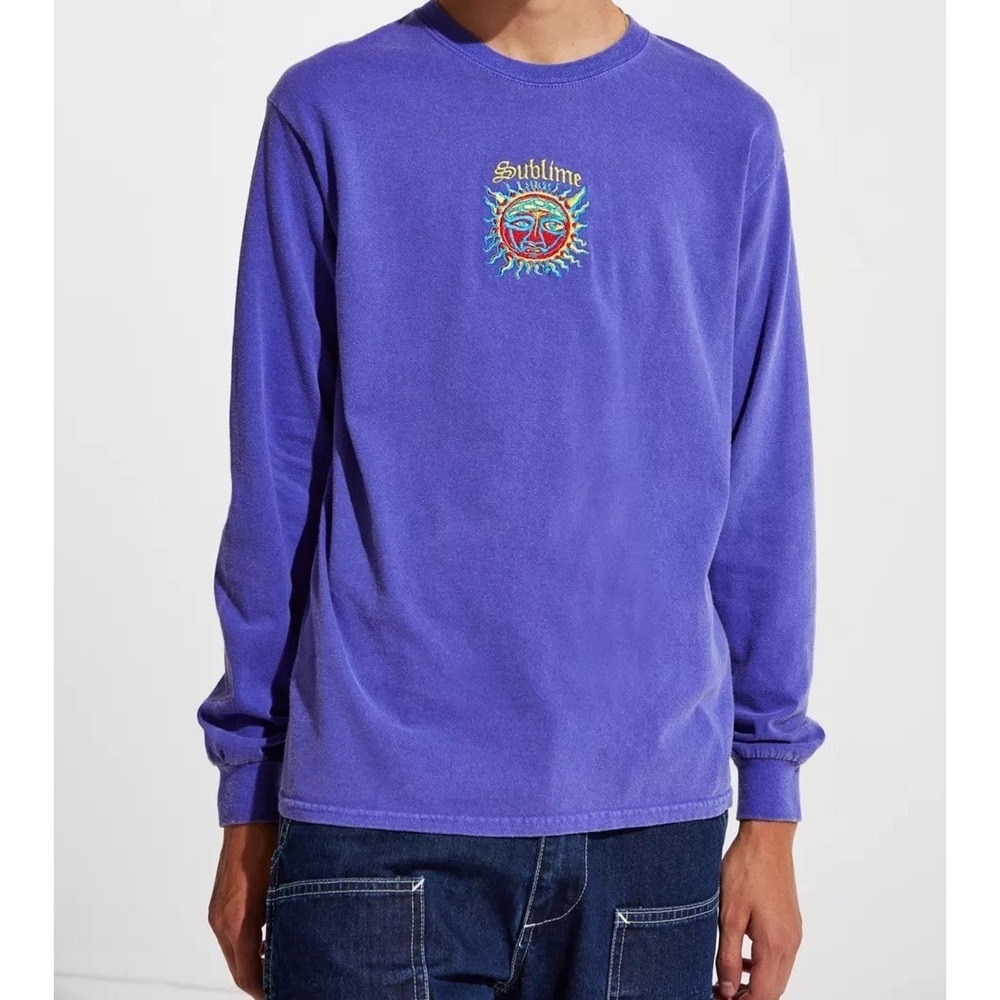 Sublime Sun Logo Long Sleeve Tee Purple Graphic Embroidered Shirt Unisex Small
